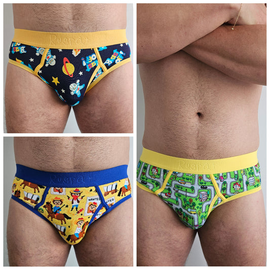 3 Pack Men's Little Kid Style Briefs (Collection #5)