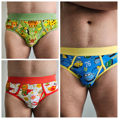 3 Pack Men's Little Kid Style Briefs (Collection #3)
