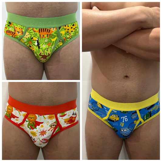 3 Pack Men's Little Kid Style Briefs (Collection #3)