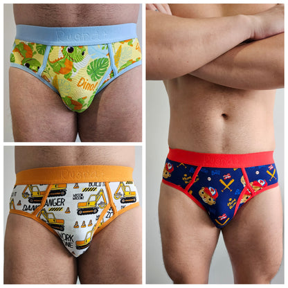 3 Pack Men's Little Kid Style Briefs (Collection #4)